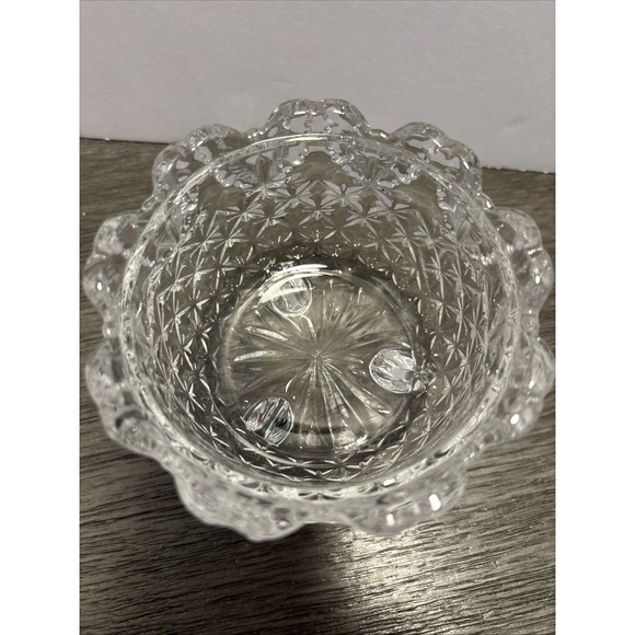 VTG Hofbauer Etched LeadCrystal Footed Candy Dish w/Butterfly Papillon Lid 5.25" - Picture 7 of 10